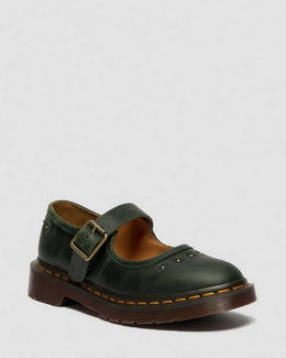Mary Jane Flower Crazy Horse Leather Shoes — DMS GREEN
