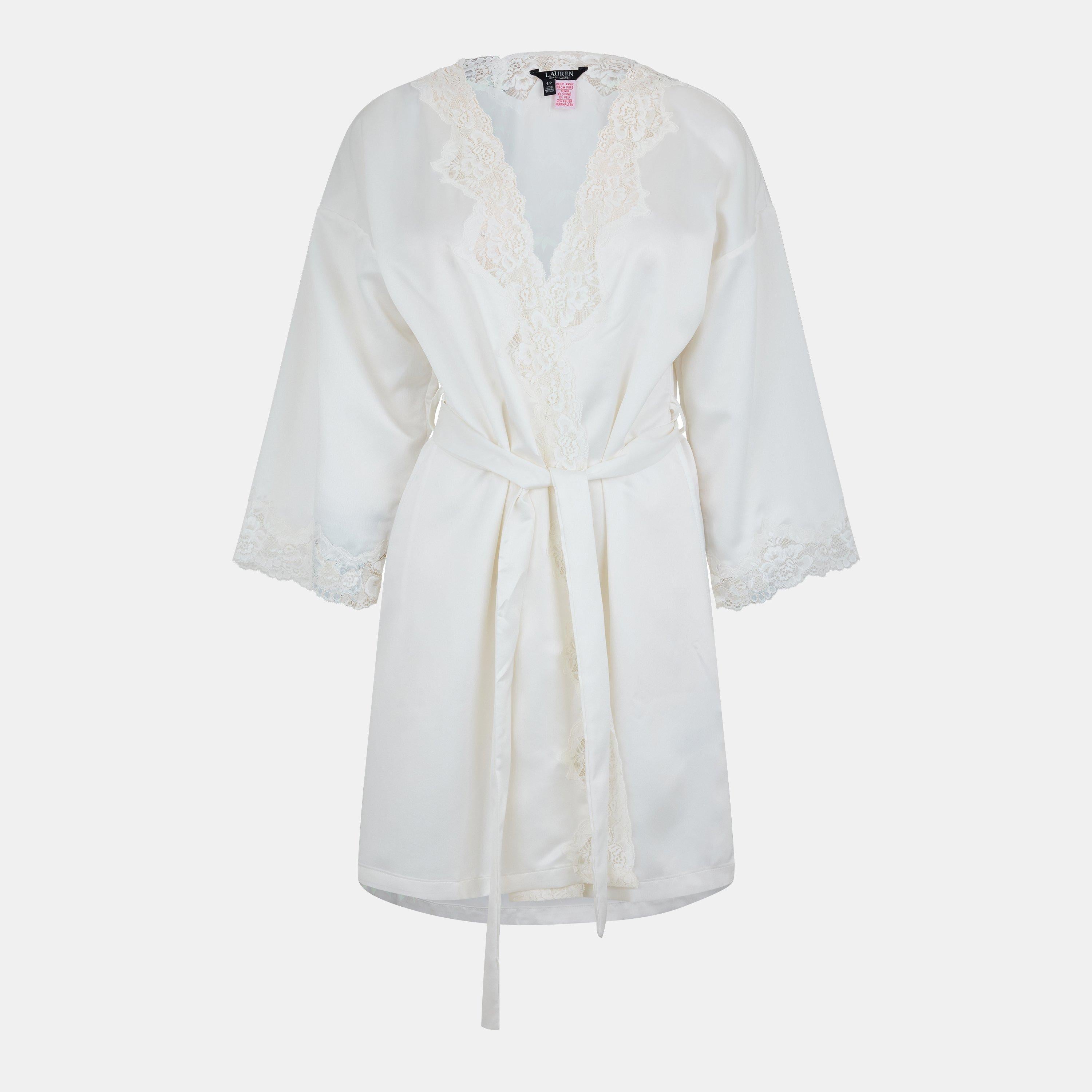 Lace-Trimmed Satin Dressing Gown