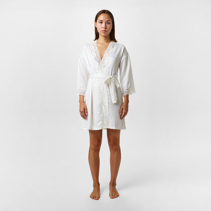 Lace-Trimmed Satin Dressing Gown