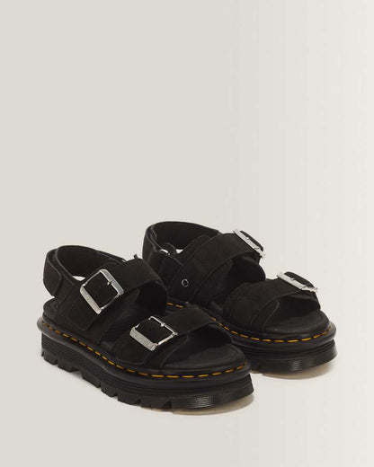Zebzag Suede Platform Sandals — Black