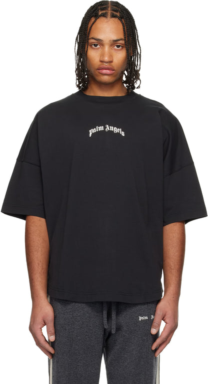 Black Curved Logo Over T-shirt