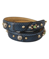Blue Exotic Leather Crystal Strap