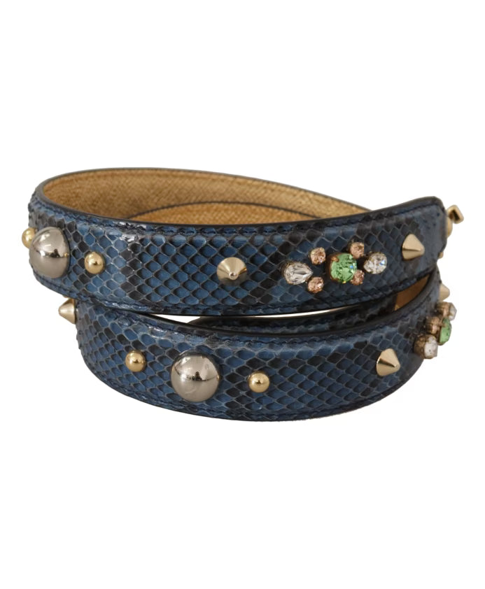 Blue Exotic Leather Crystal Strap