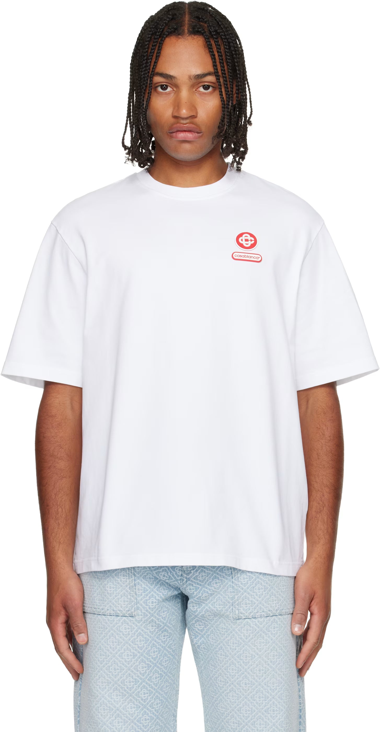 White Logo Patch Short Sleeve T‑shirt