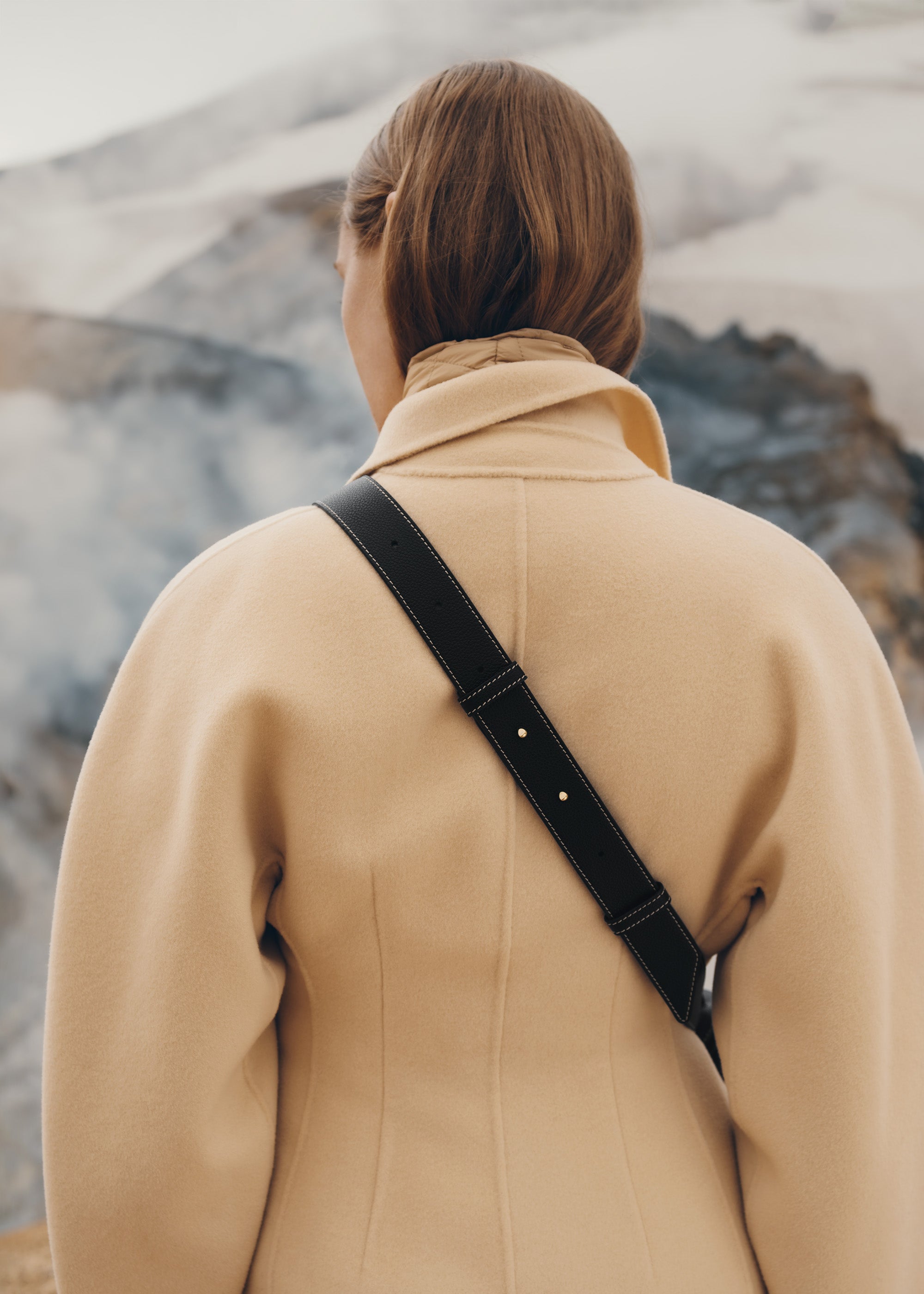 Mokki - Textured Black with Ecru Stitching