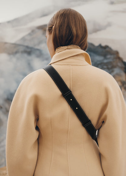 Mokki - Textured Black with Ecru Stitching