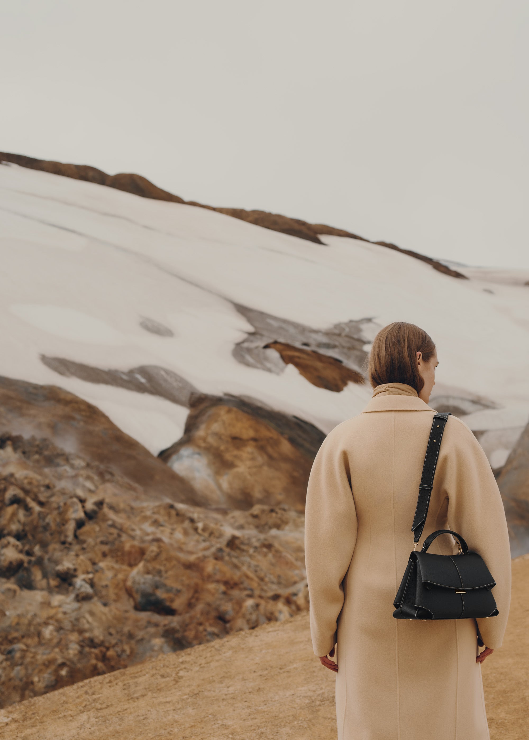 Mokki - Textured Black with Ecru Stitching