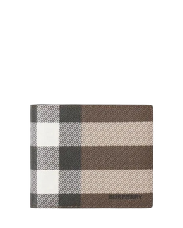Burberry International Checkered Bifold Wallet in Brown