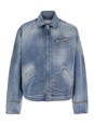 Msgm Blue Jacket with Faded Effect and Logo Embroidered on the Front in Denim Man
