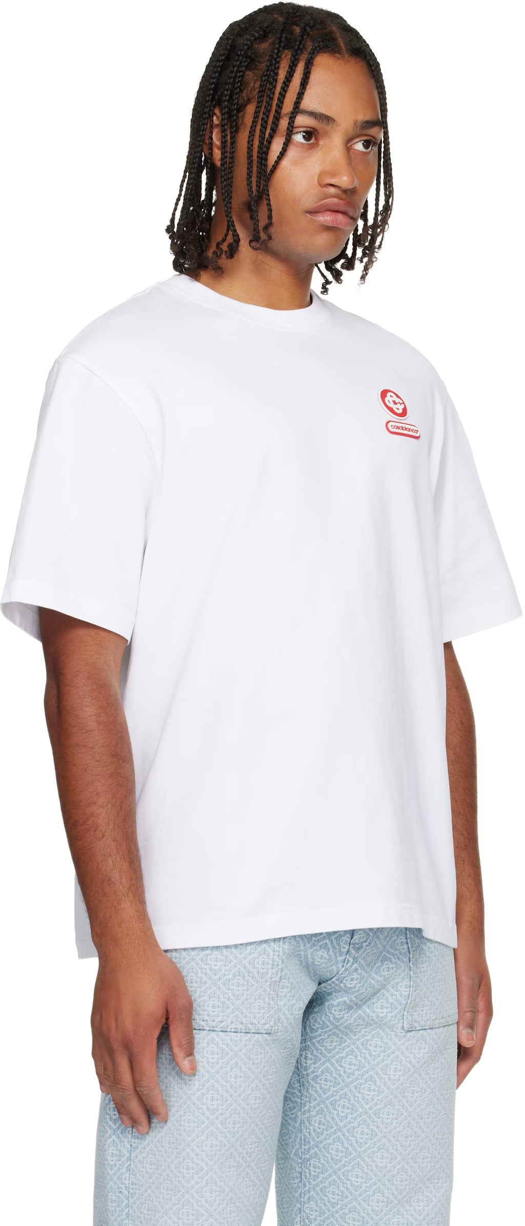 White Logo Patch Short Sleeve T‑shirt