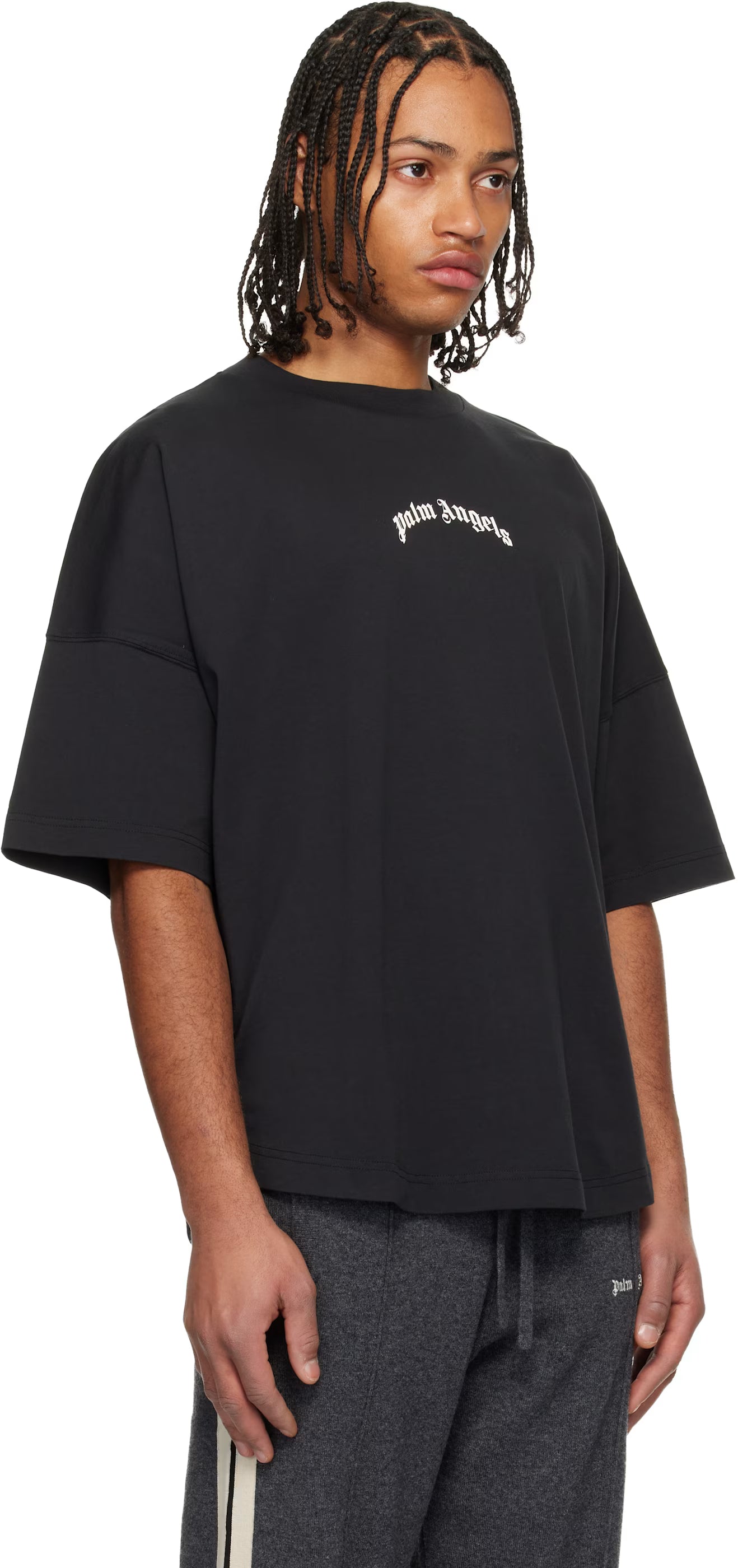 Black Curved Logo Over T-shirt