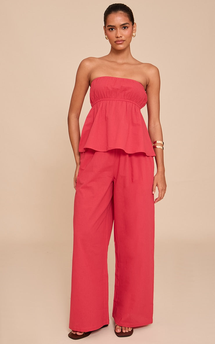 Tomato Red Floaty Wide Leg Trousers