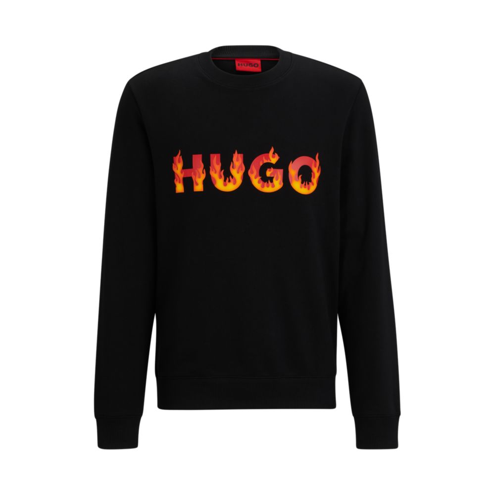 Hugo Boss cotton-terry sweatshirt with puffed flame logo - Sweatshirts | Shop From The Mirage
