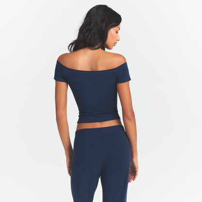 Cotton Jersey Off the Shoulder Top