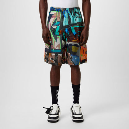 Graffiti All Over Print Bermuda Woven Tracksuit Shorts