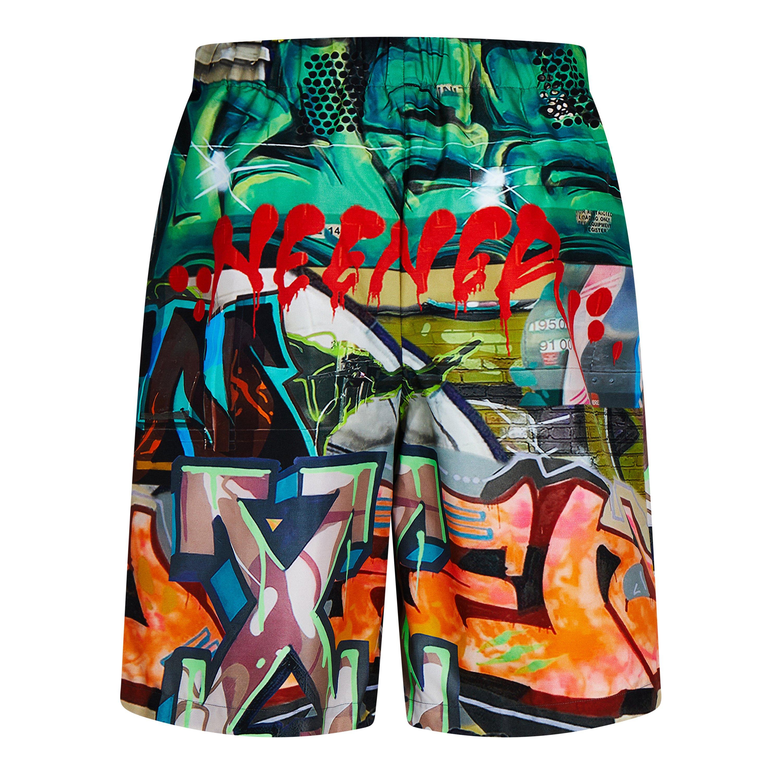 Graffiti All Over Print Bermuda Woven Tracksuit Shorts