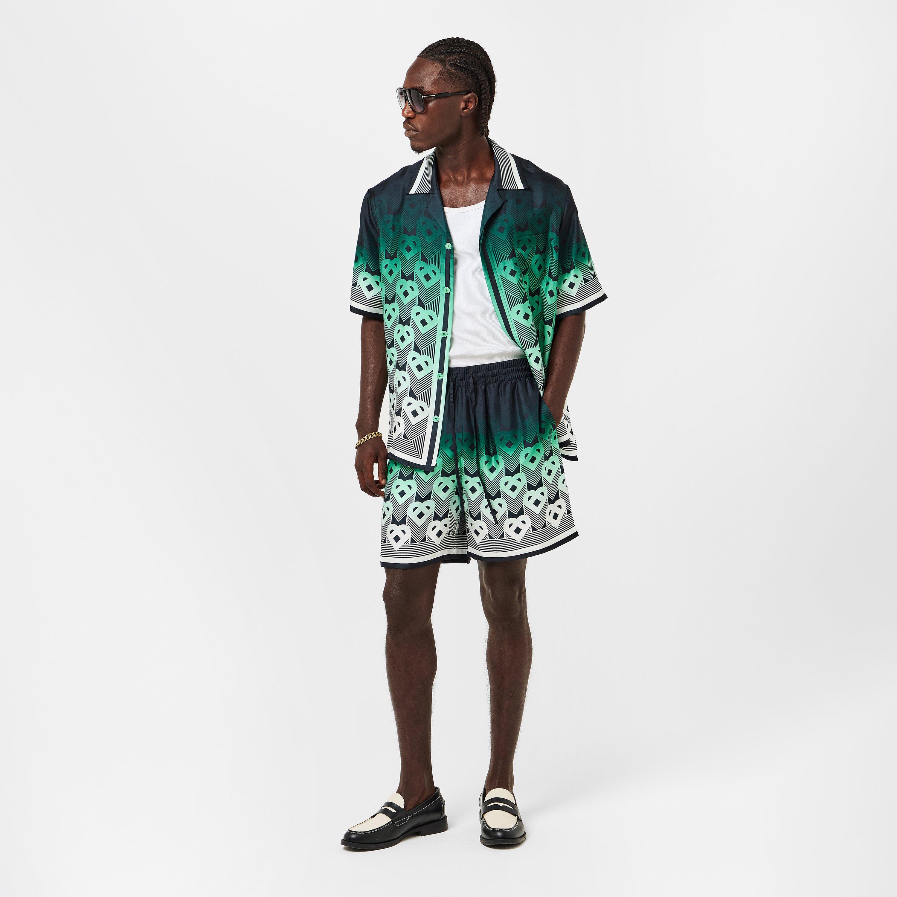 Men's Casa Mono Silk Woven Tracksuit Shorts