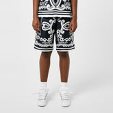 Marina-Print Silk Shorts