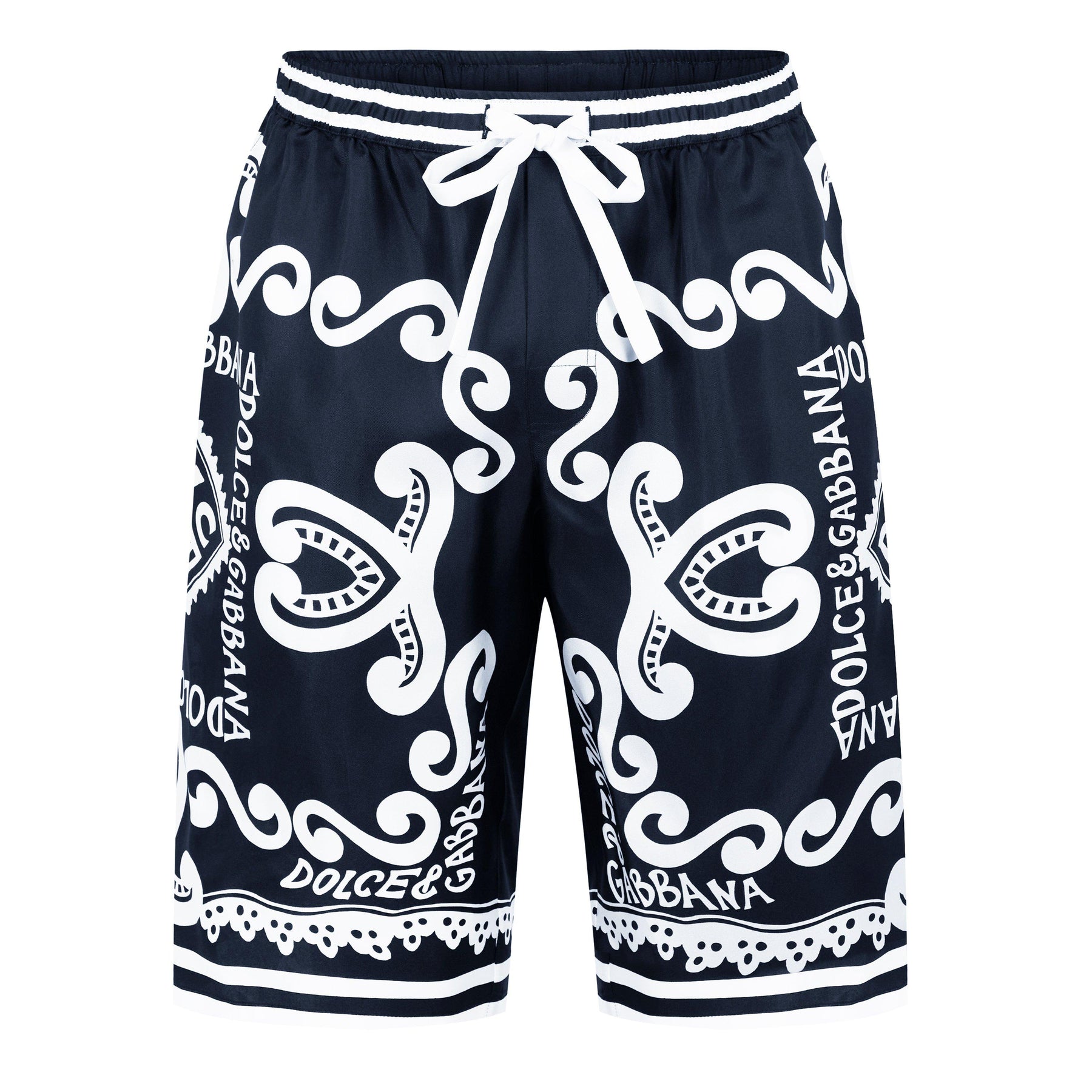 Marina-Print Silk Shorts
