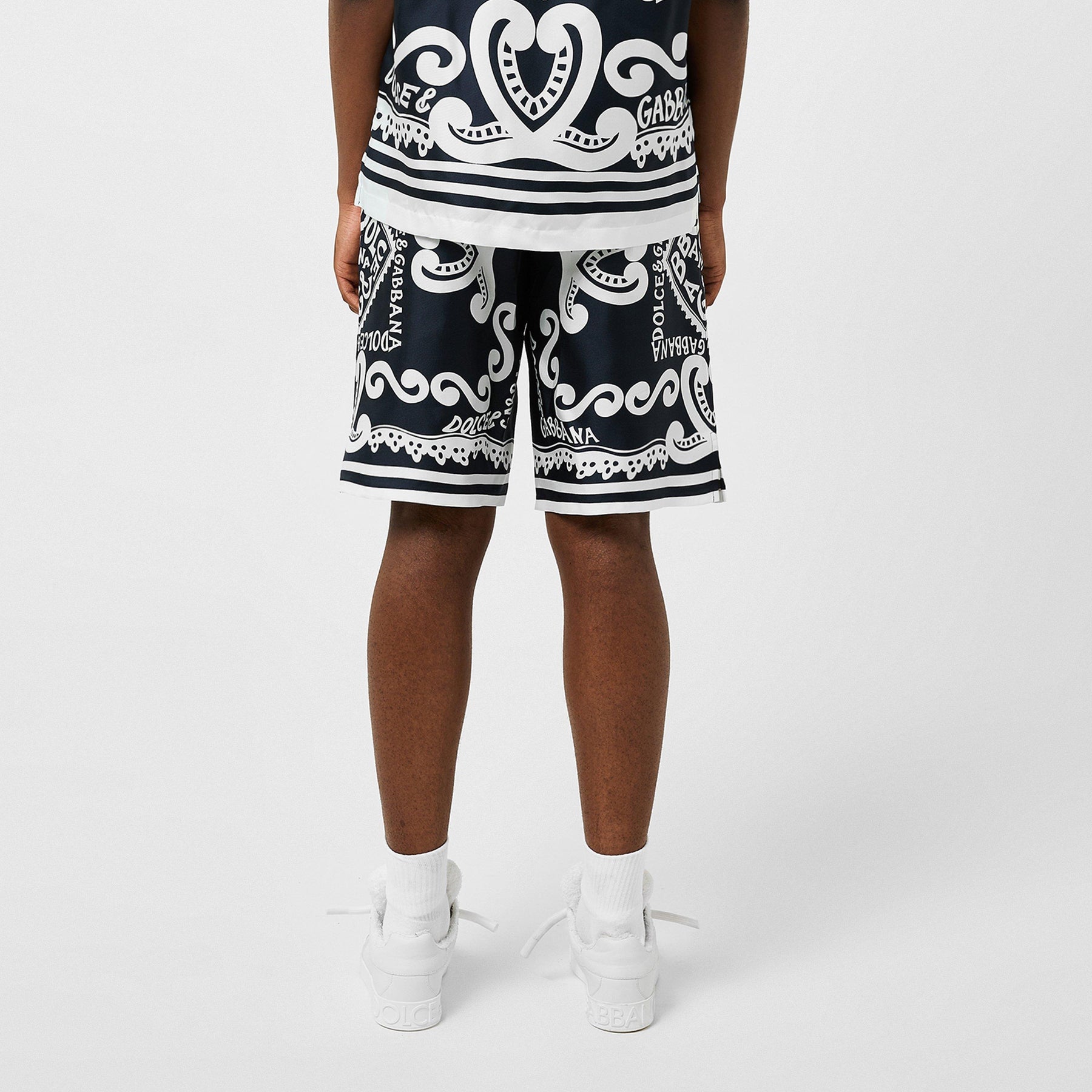 Marina-Print Silk Shorts