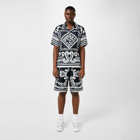 Marina-Print Silk Shorts