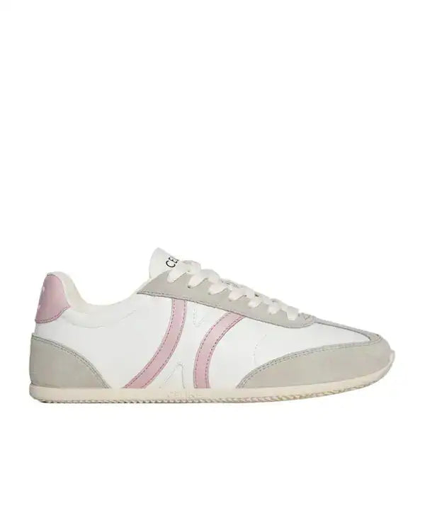 Jogger low lace-up sneakers in calfskin suede - white