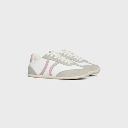Jogger low lace-up sneakers in calfskin suede - white