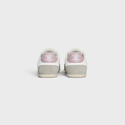 Jogger low lace-up sneakers in calfskin suede - white