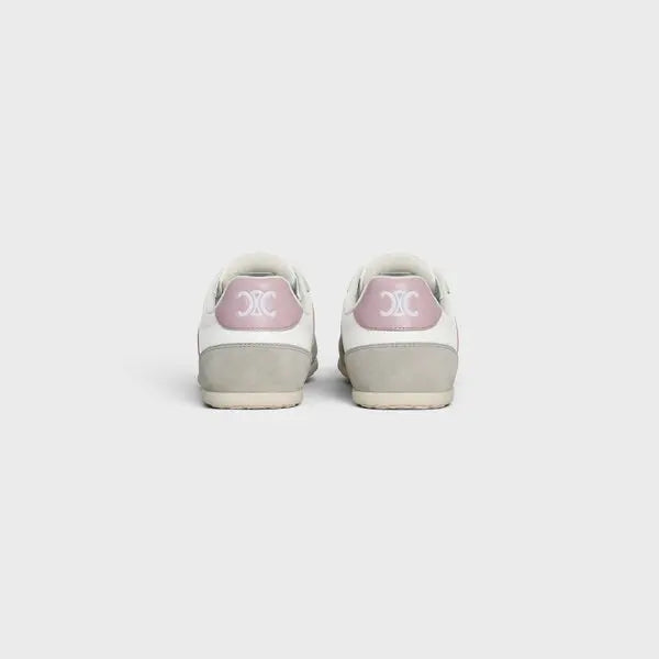 Jogger low lace-up sneakers in calfskin suede - white