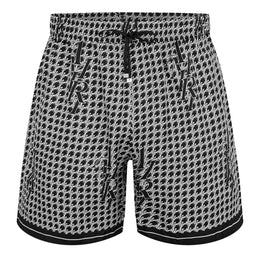 Men's Staggered Houndstooth Silk Woven Tracksuit Shorts
