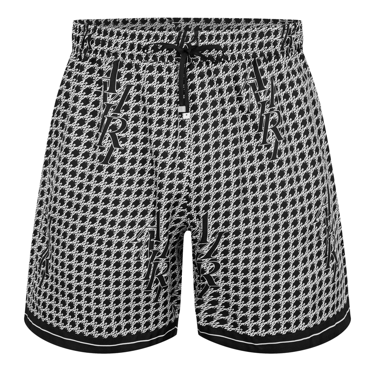 Staggered Houndstooth Silk Shorts