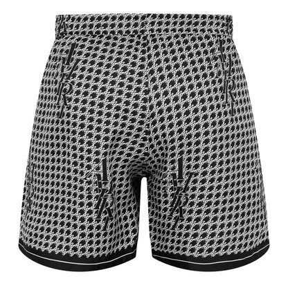 Men's Staggered Houndstooth Silk Woven Tracksuit Shorts