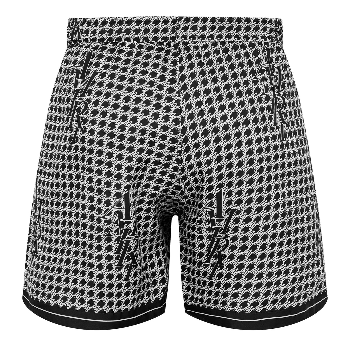 Staggered Houndstooth Silk Shorts