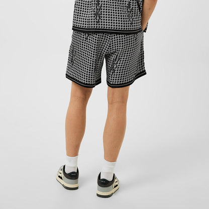Men's Staggered Houndstooth Silk Woven Tracksuit Shorts