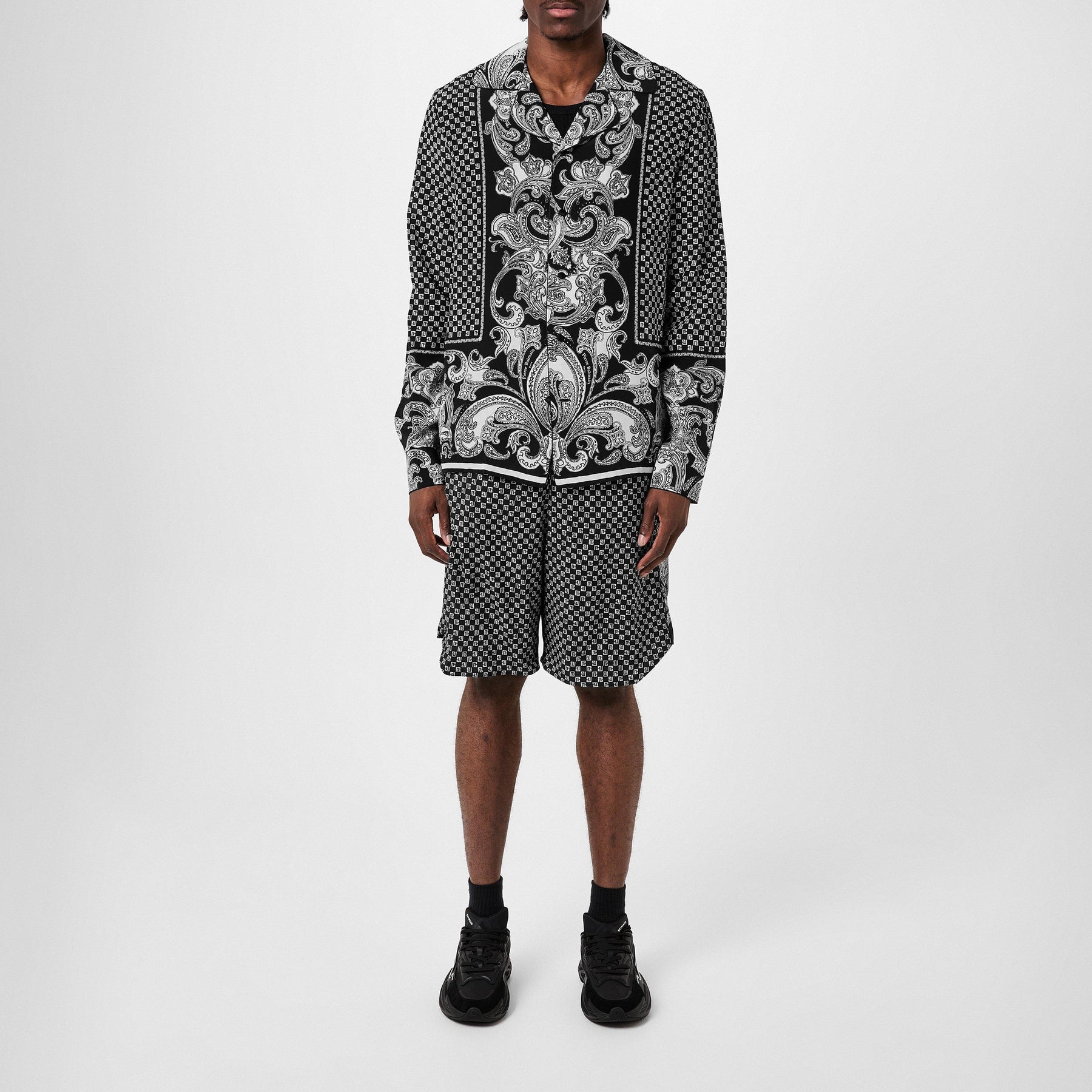 Straight-Leg Monogrammed Printed Poplin Shorts