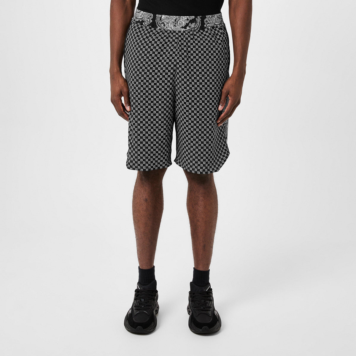 Straight-Leg Monogrammed Printed Poplin Shorts