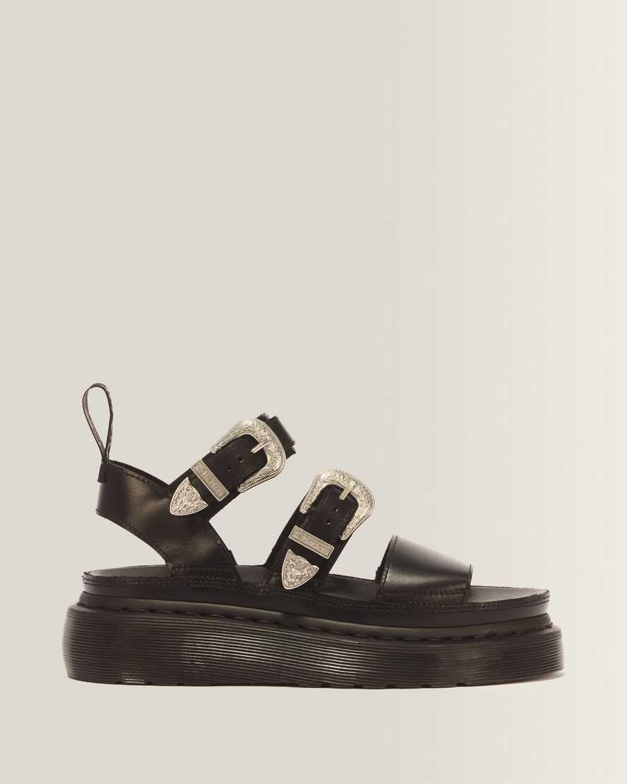 Gryphon Quad Leather Gladiator Platform Sandals — BLACK ATLAS