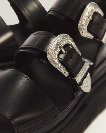Gryphon Quad Leather Gladiator Platform Sandals — BLACK ATLAS