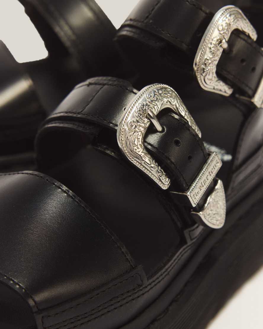Gryphon Quad Leather Gladiator Platform Sandals — BLACK ATLAS