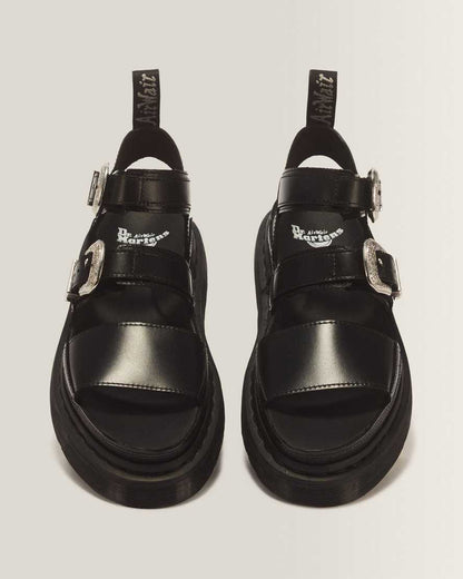 Gryphon Quad Leather Gladiator Platform Sandals — BLACK ATLAS