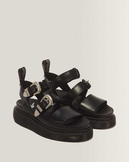 Gryphon Quad Leather Gladiator Platform Sandals — BLACK ATLAS