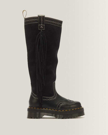 Desert Rodeo Quad Hi Leather & Suede Boots — Black
