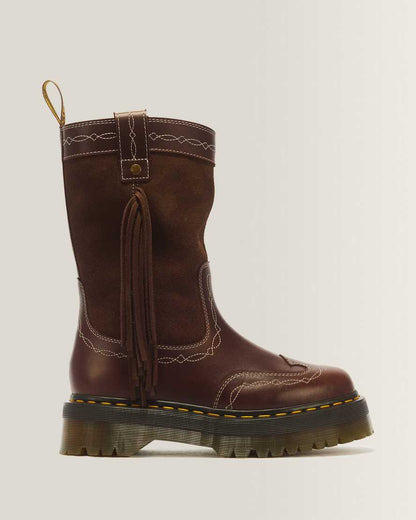 Desert Rodeo Quad Mid Leather & Suede Boots — DARK BROWN