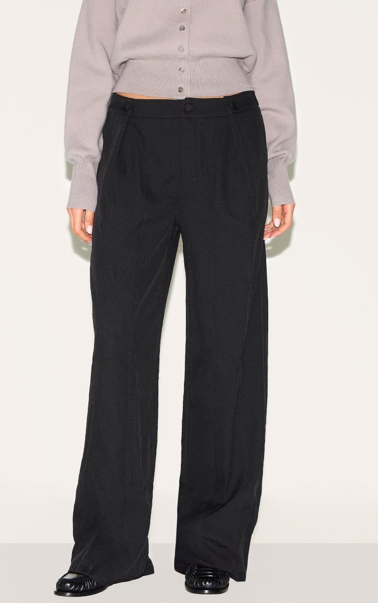 Black Adjustable Waist Tailored Trousers
