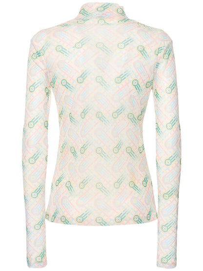 CASABLANCA Casablanca Printed monogram stretch mesh l/s top - Size: M T-Shirts | Shop From The Mirage