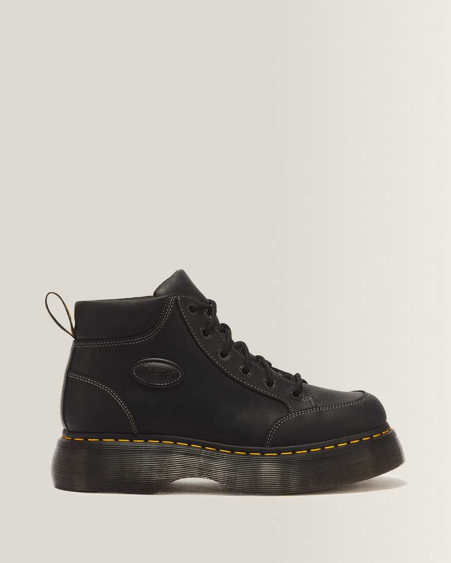 Buzz 6 Eye Wyoming Leather Lace Up Boots — Black