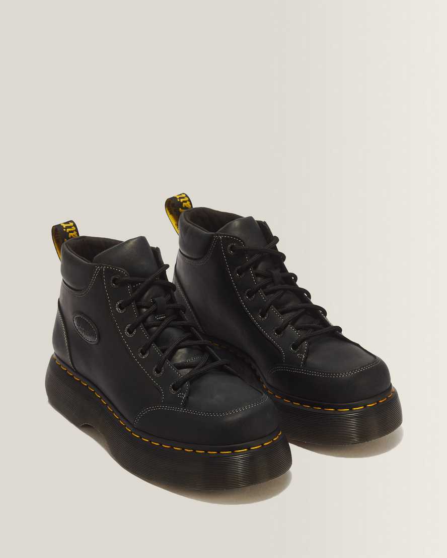 Buzz 6 Eye Wyoming Leather Lace Up Boots — Black