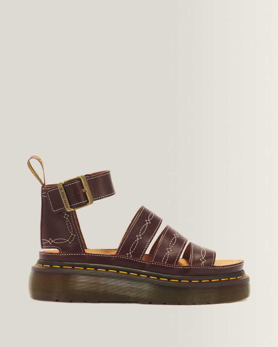 Clarissa II Quad Desert Rodeo Classic Pull Up Leather Sandals — Dark Brown