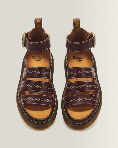 Clarissa II Quad Desert Rodeo Classic Pull Up Leather Sandals — Dark Brown
