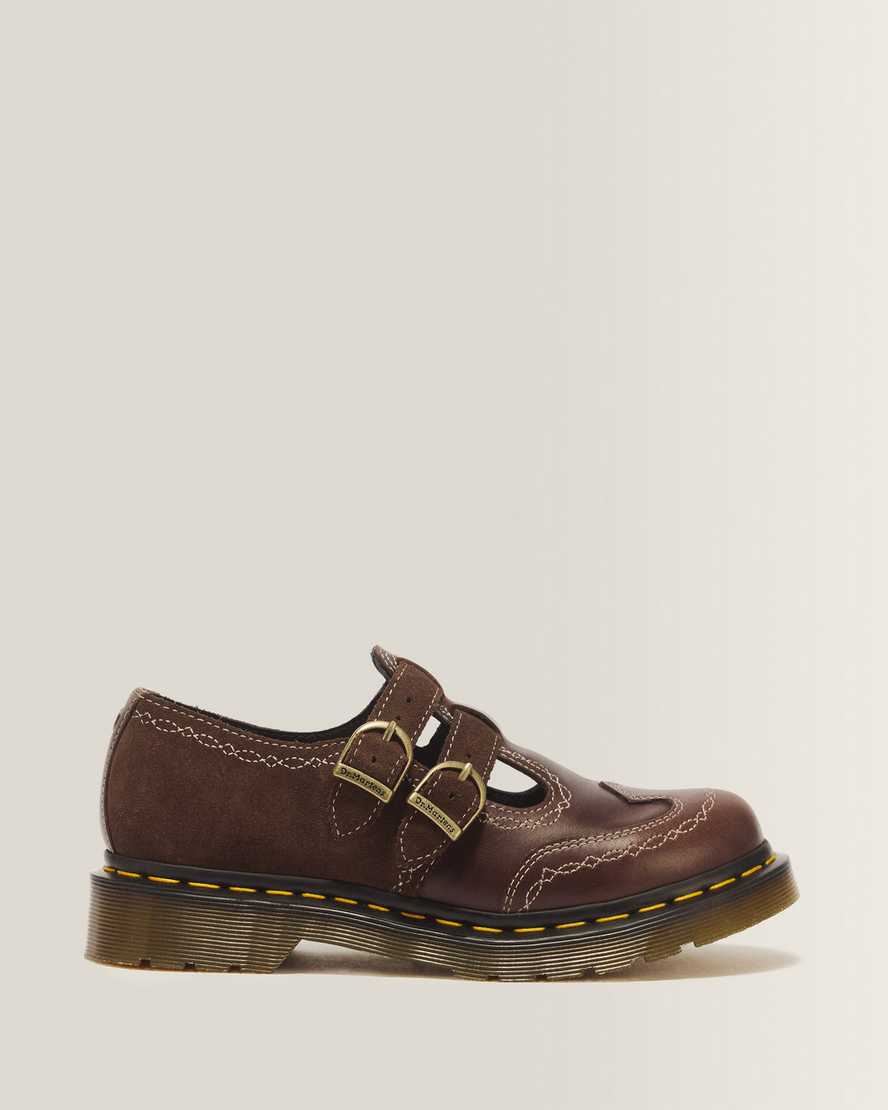 8065 Desert Rodeo Leather & Suede Mary Jane Shoes — DARK BROWN